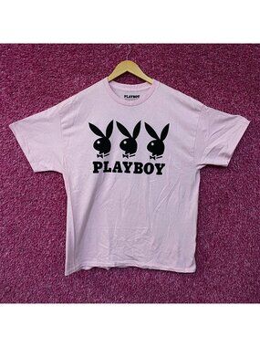 Playboy Triple Bunny Logo Rhinestone Graphic T-Shirt XL